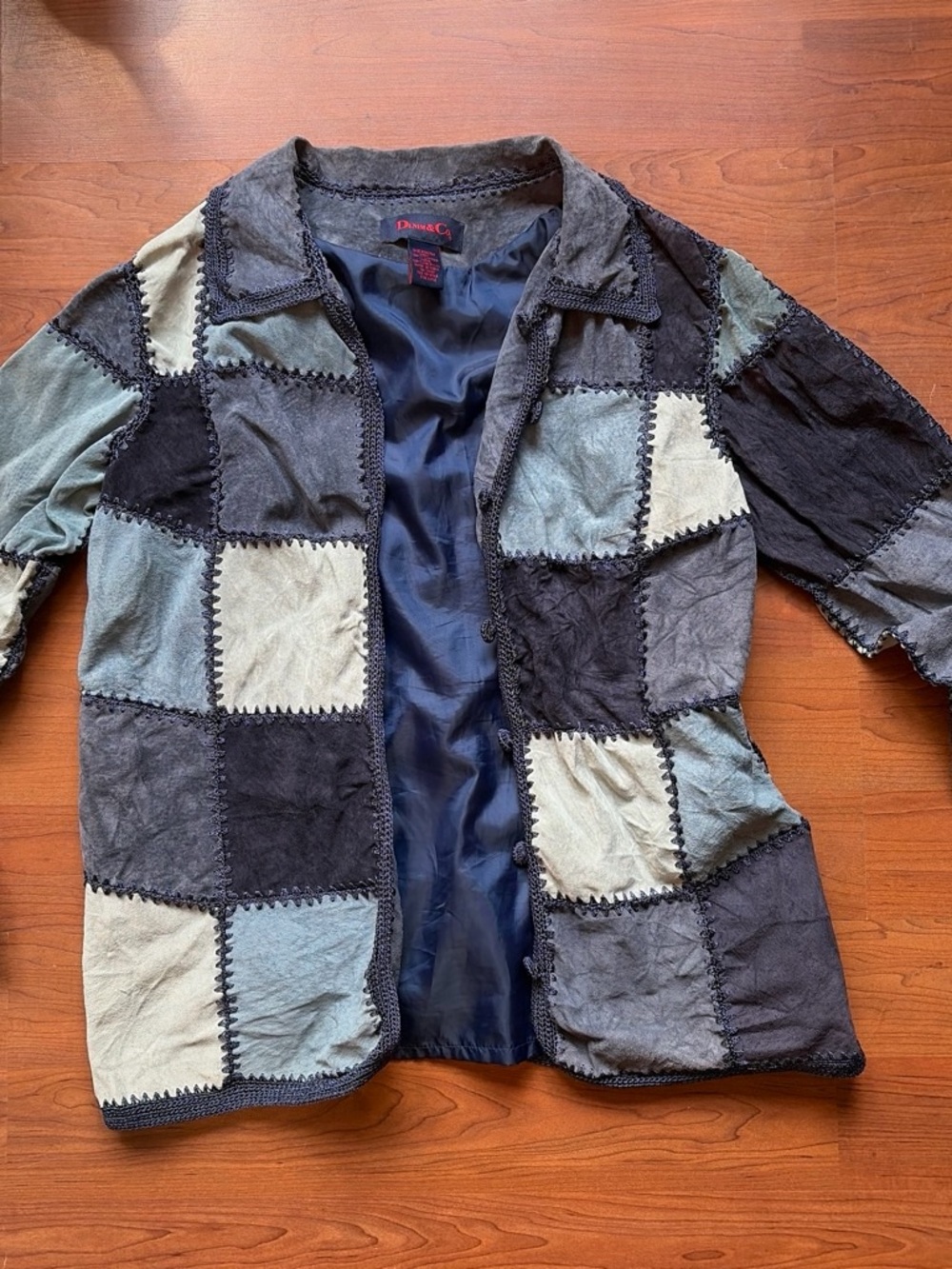 Patchwork Suede-Effect Jacket in Black & Gray -